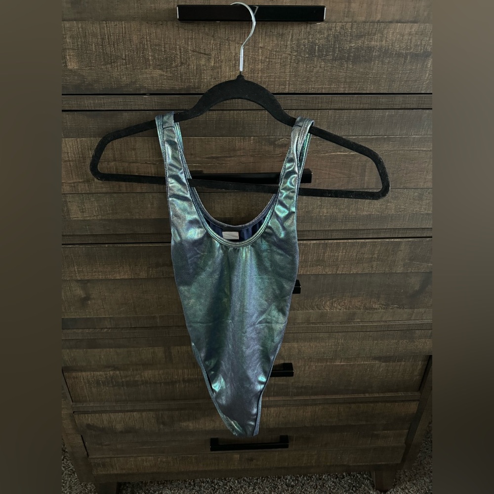 Green Metallic High Cut Bodysuit